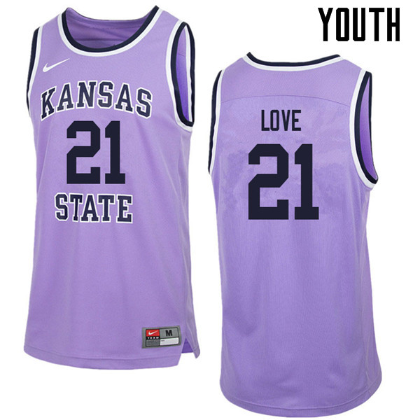 Youth #21 James Love Kansas State Wildcats College Retro Basketball Jerseys Sale-Purple